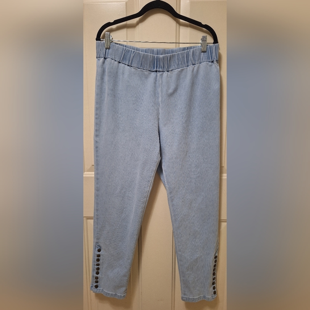 Soft Surroundings Metro Denim Pull On Snap Ankle Jeans Petite Large